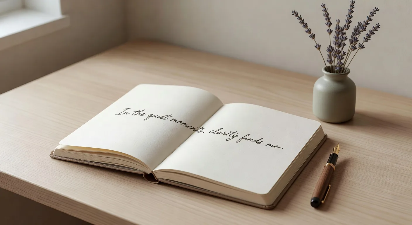 Serene open journal on a peaceful desk with soft natural light